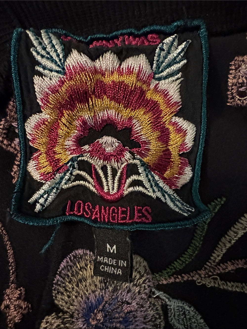 Johnny Was Black Mini Dress with Multi-Color Floral Embroidery - Picture 6 of 7
